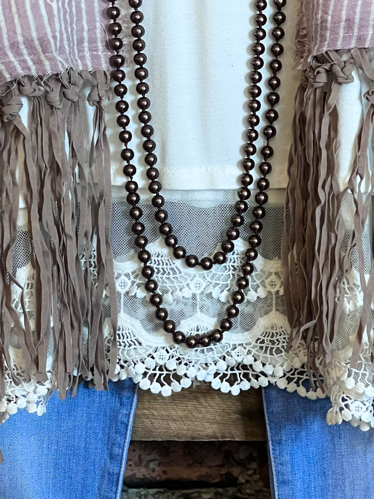 FLEUR D' CACTUS BOHO SHABBY VEST IN DUSTY MAUVE
