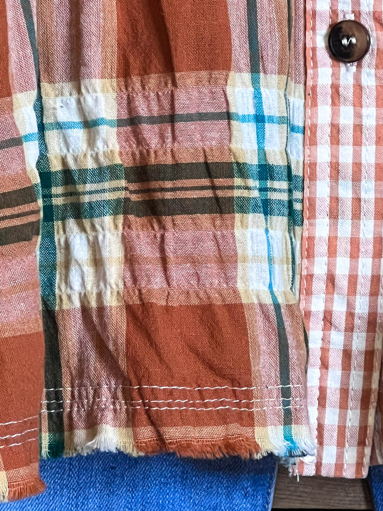 BOHO-COUNTRY PLAID SHIRT IN RUST & MULTI-COLOR