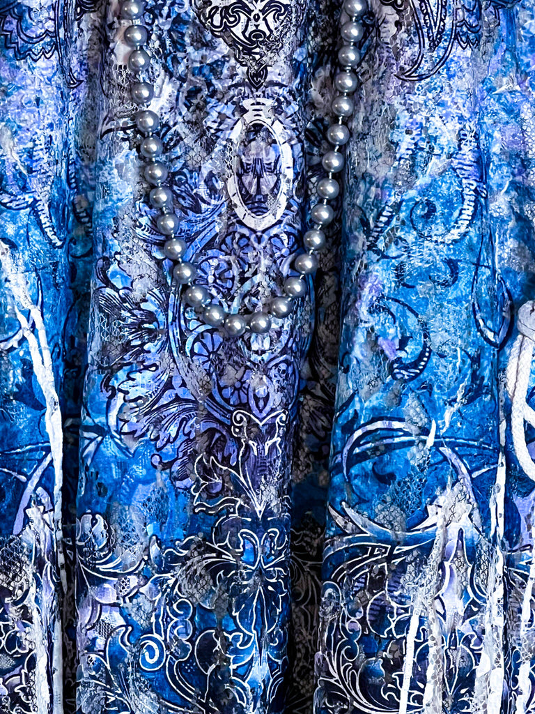 Dancing With Joy Blue & Multicolor Lace Dress