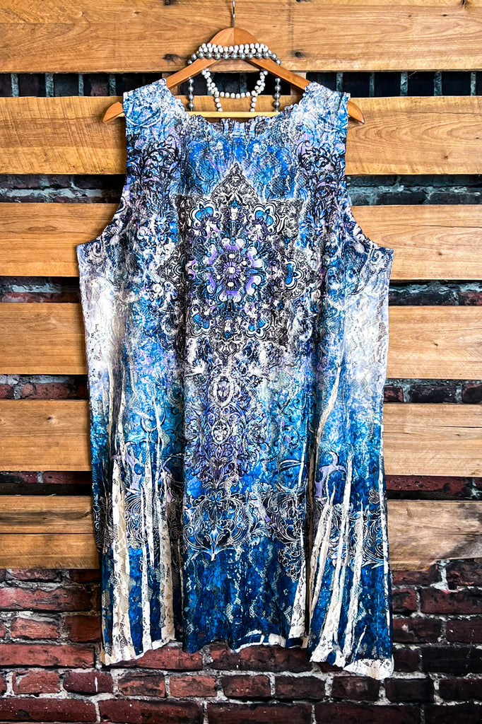 Dancing With Joy Blue & Multicolor Lace Dress