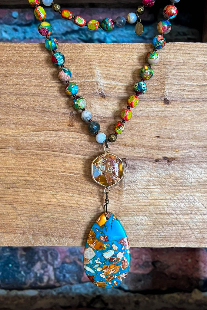 Bali Dream Sea Turquoise & Multi-Color Natural Stone Necklace