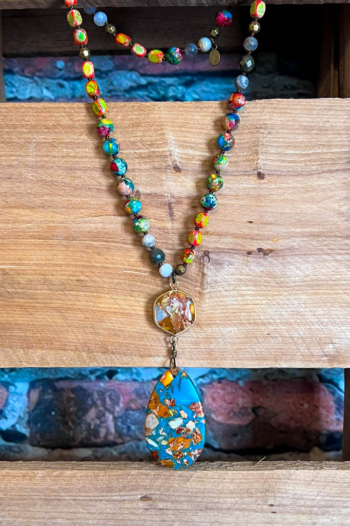 Bali Dream Sea Turquoise & Multi-Color Natural Stone Necklace