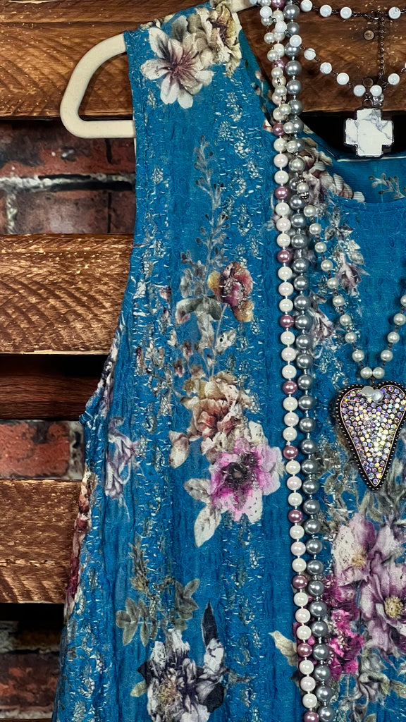 The Power of Love Teal Floral Lace Dress Layering