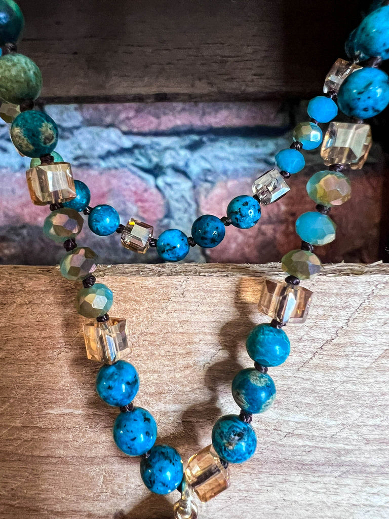 ALOHA SEA DROP OCEAN GREEN NATURAL STONE NECKLACE