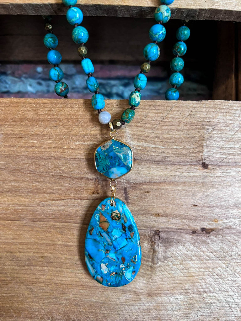 Bali Dream Sea Blue Turquoise Natural Stone Necklace