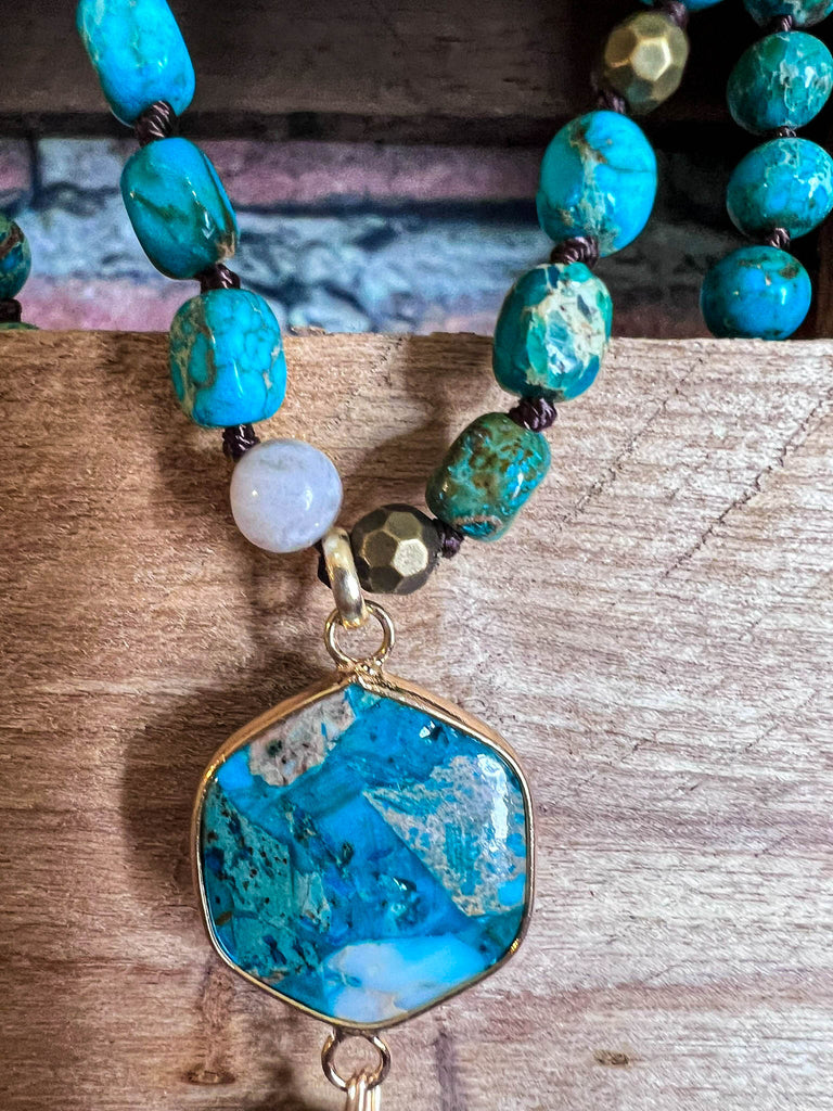 Bali Dream Sea Blue Turquoise Natural Stone Necklace