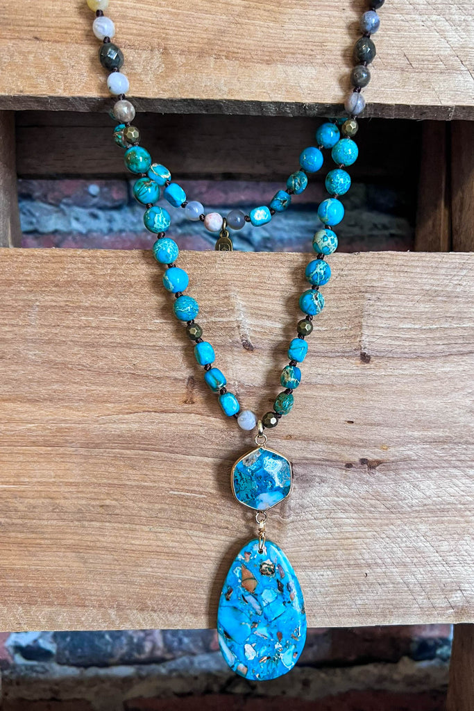 Bali Dream Sea Blue Turquoise Natural Stone Necklace