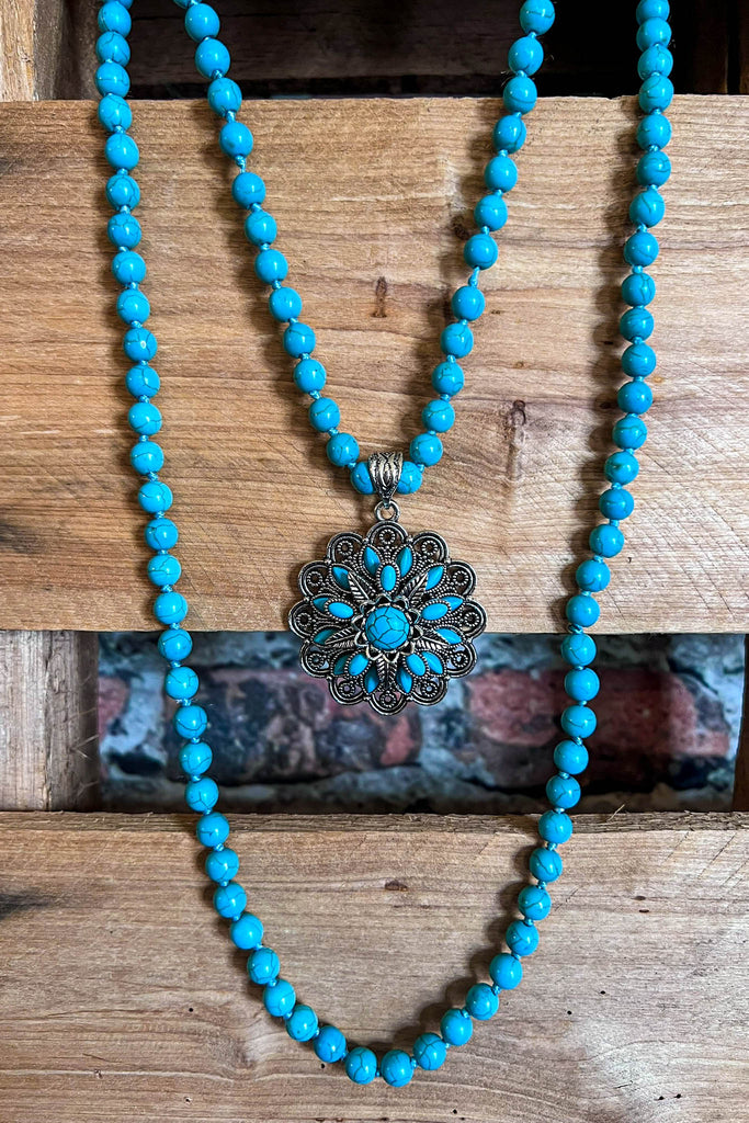 BLUE MOON TURQUOISE LONG LAYERED NATURAL STONE SET