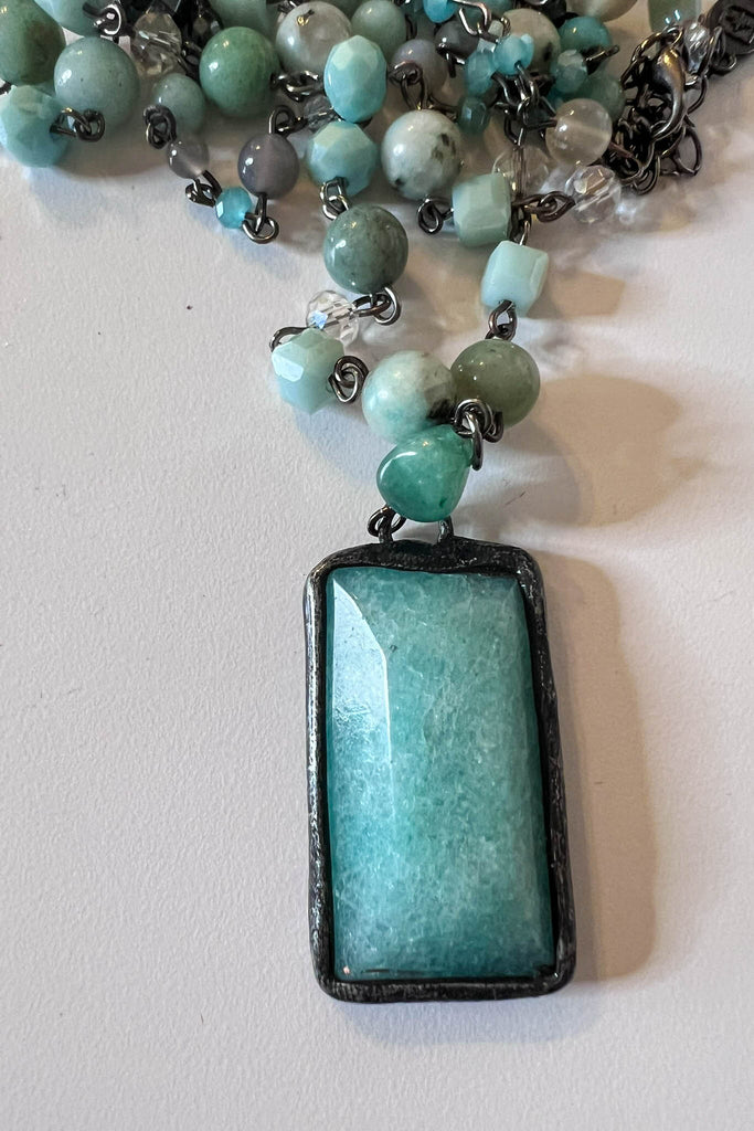 Rustic Natural Stone Amazonite Positive Energy Necklace