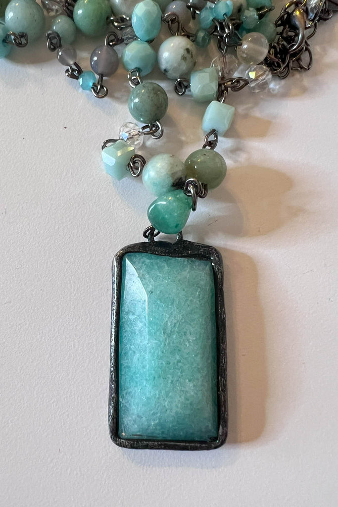 Rustic Natural Stone Amazonite Positive Energy Necklace
