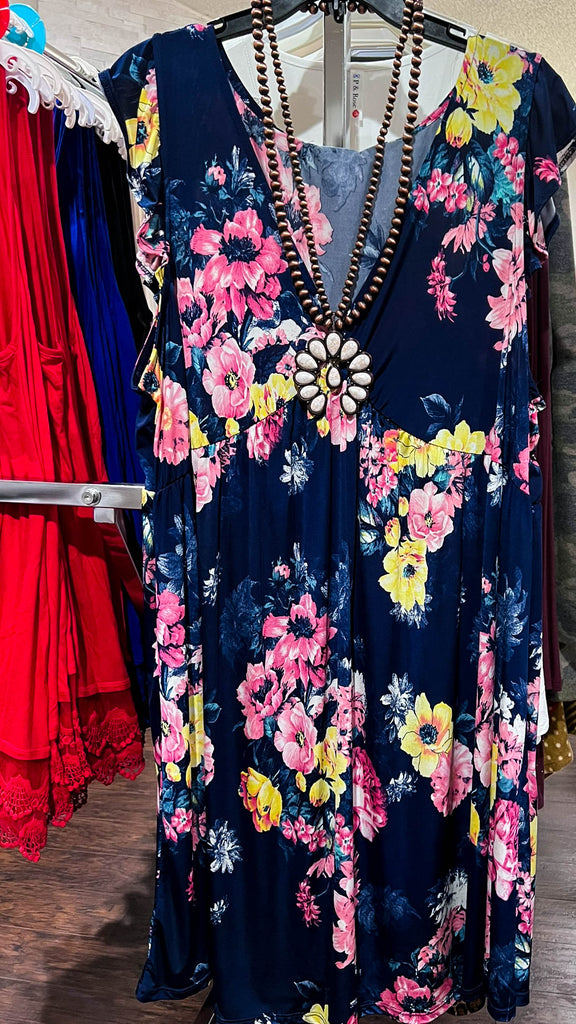 NAVY BLUE FLORAL DRESS---------SALE