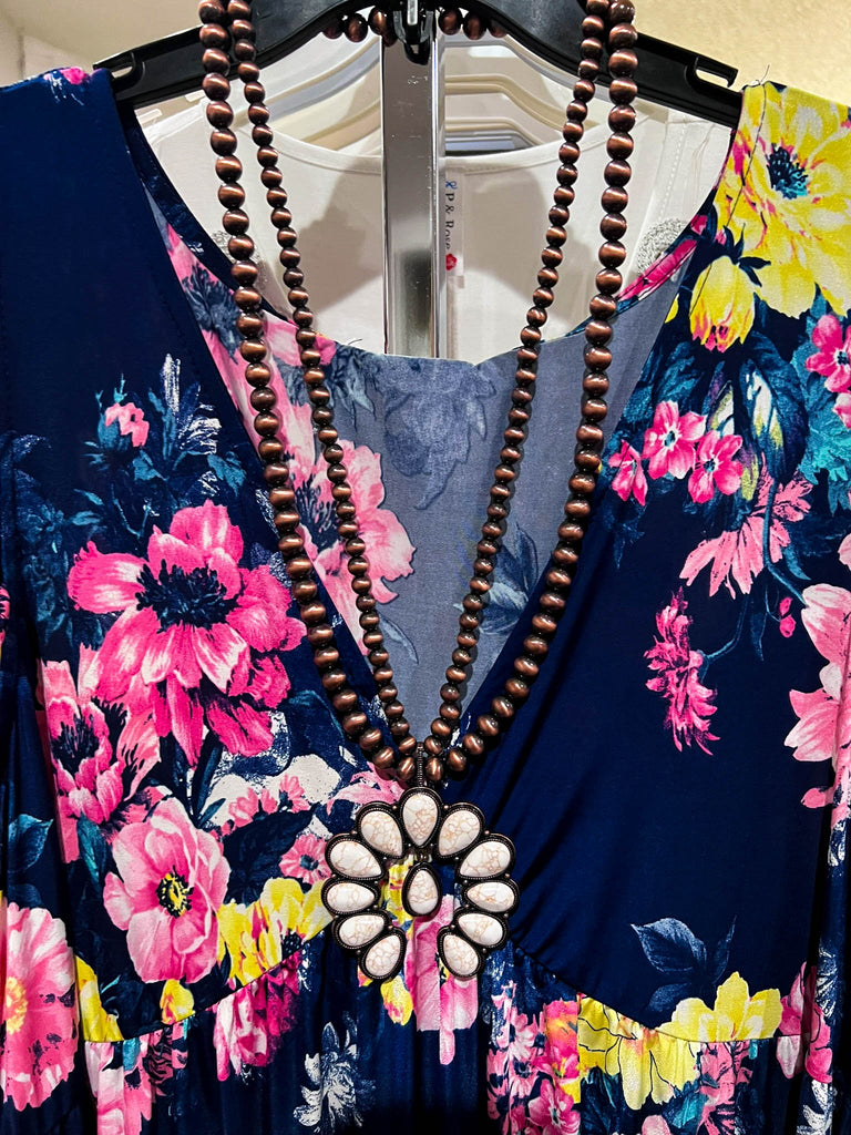 NAVY BLUE FLORAL DRESS---------SALE