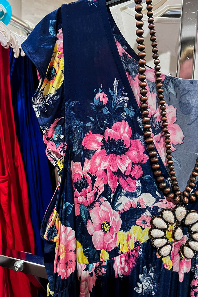 NAVY BLUE FLORAL DRESS---------SALE