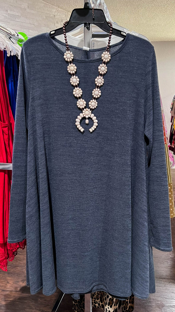 DRESS WITH CHARMING ELBOW PATCH IN DARK GRAY--------SALE