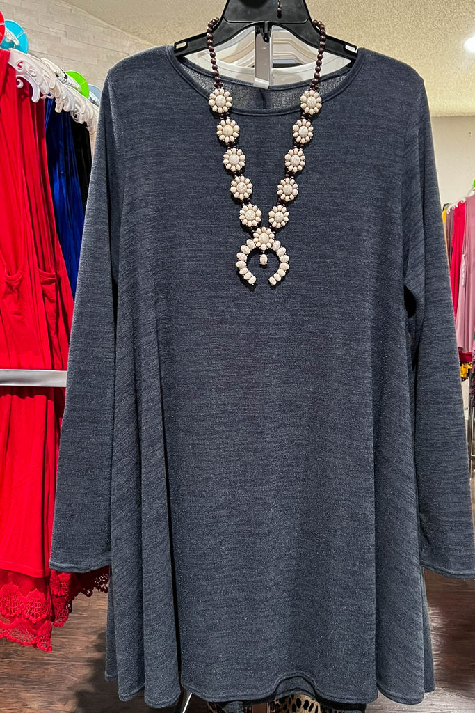 DRESS WITH CHARMING ELBOW PATCH IN DARK GRAY--------SALE