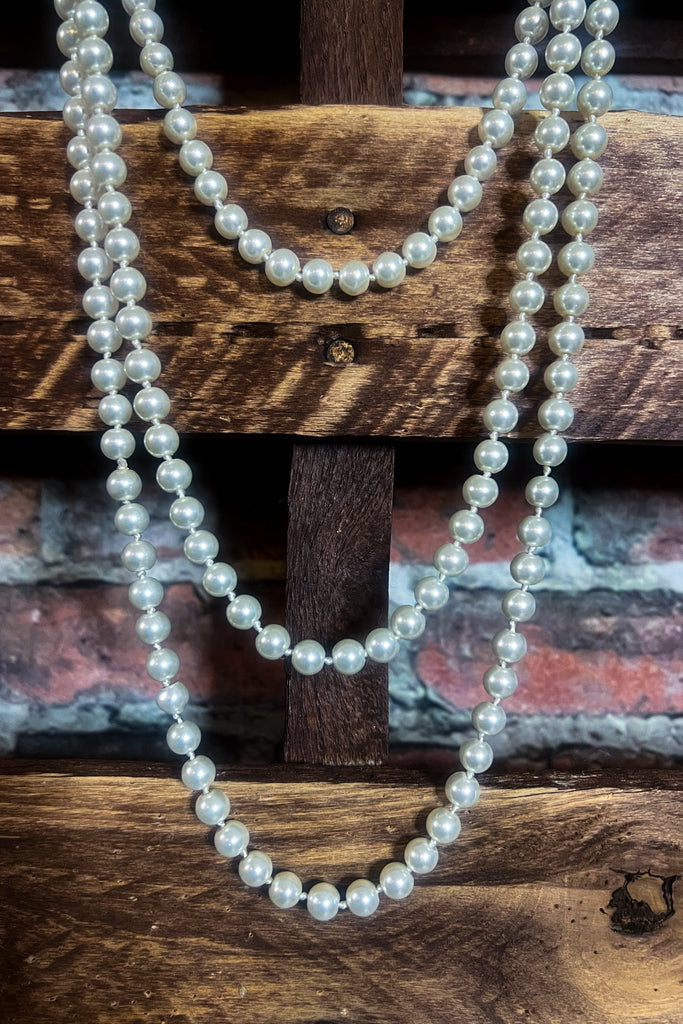 CLASSIC STYLE LONG PEARL BEAD NECKLACE IN IVORY