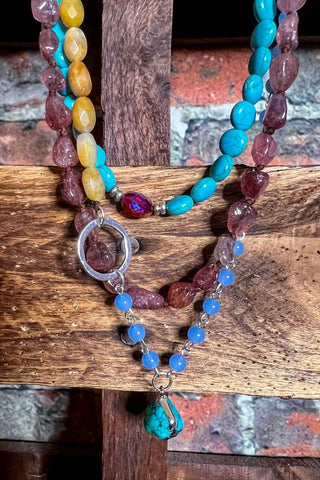 AMAZONITE NATURAL STONES CROSS NECKLACE