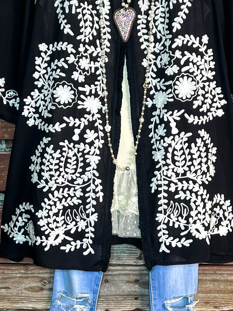 6-8 Size Floral Embroidered Jacket in Black-------Sale