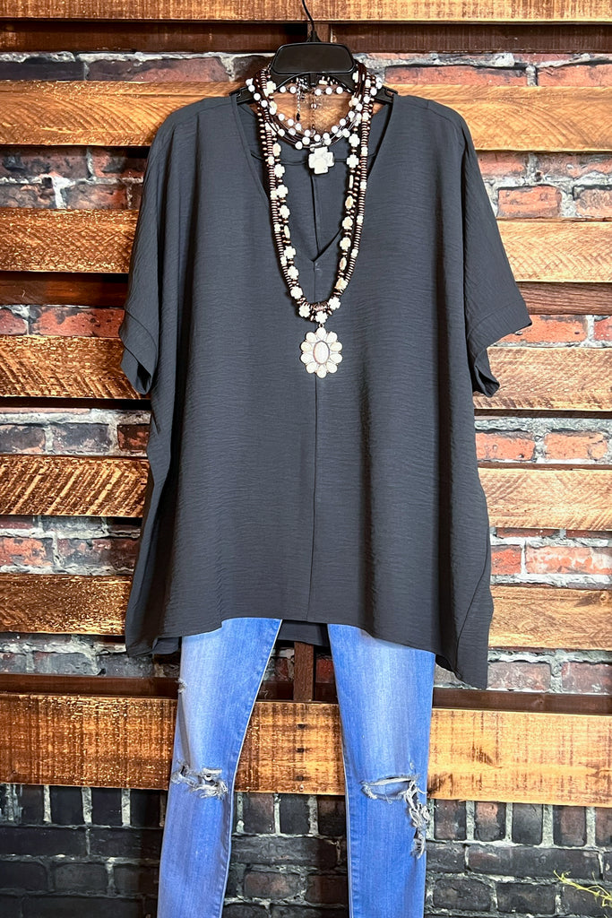 3X-4X SIZE - DOWNTOWN EASY LOOK TOP IN GRAY---------SALE