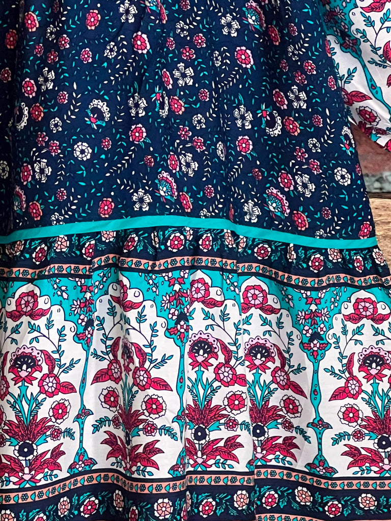 L-2X SIZE - BOHO HIPPIE SWING OVERSIZED DRESS IN NAVY ----------SALE