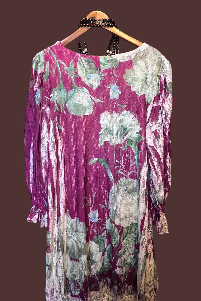 Worth The View Fab Flower Print Lace Dress Tunic in Wine & Multi-Color