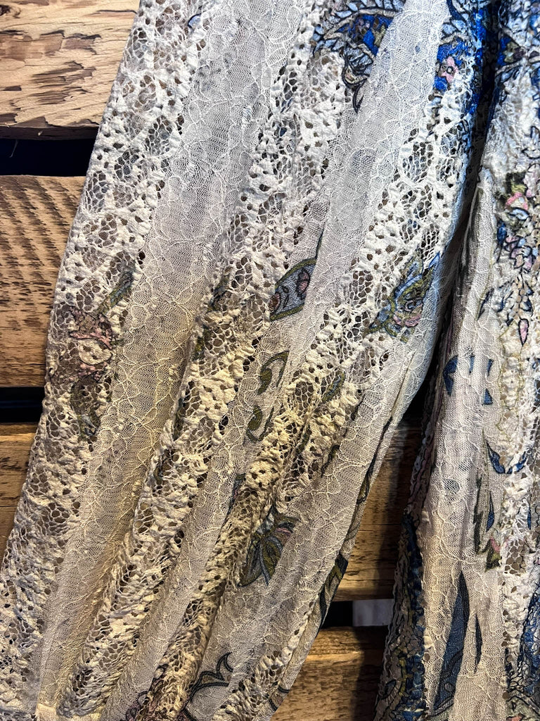 RADIANT CHARM ROYAL BLUE & BEIGE LACE DRESS