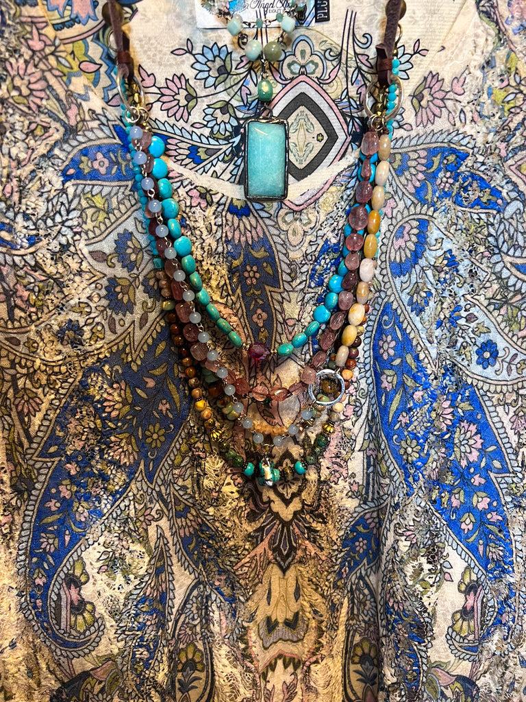 RADIANT CHARM ROYAL BLUE & BEIGE LACE DRESS