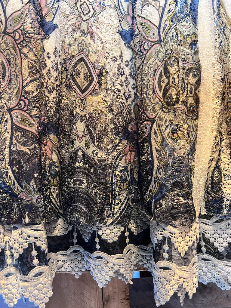 RADIANT CHARM ROYAL BLUE & BEIGE LACE DRESS