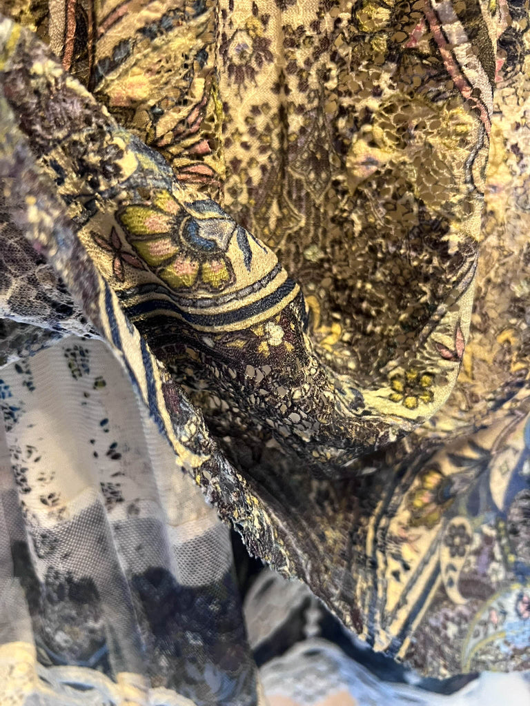 RADIANT CHARM ROYAL BLUE & BEIGE LACE DRESS