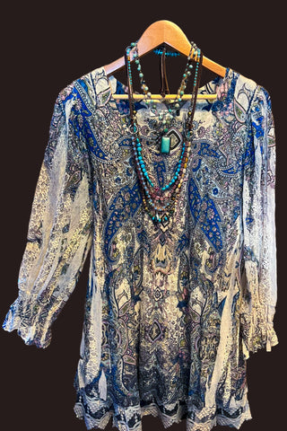 CREATIVE DREAMER LACE BLOUSE LONG SLEEVE IN PURPLE