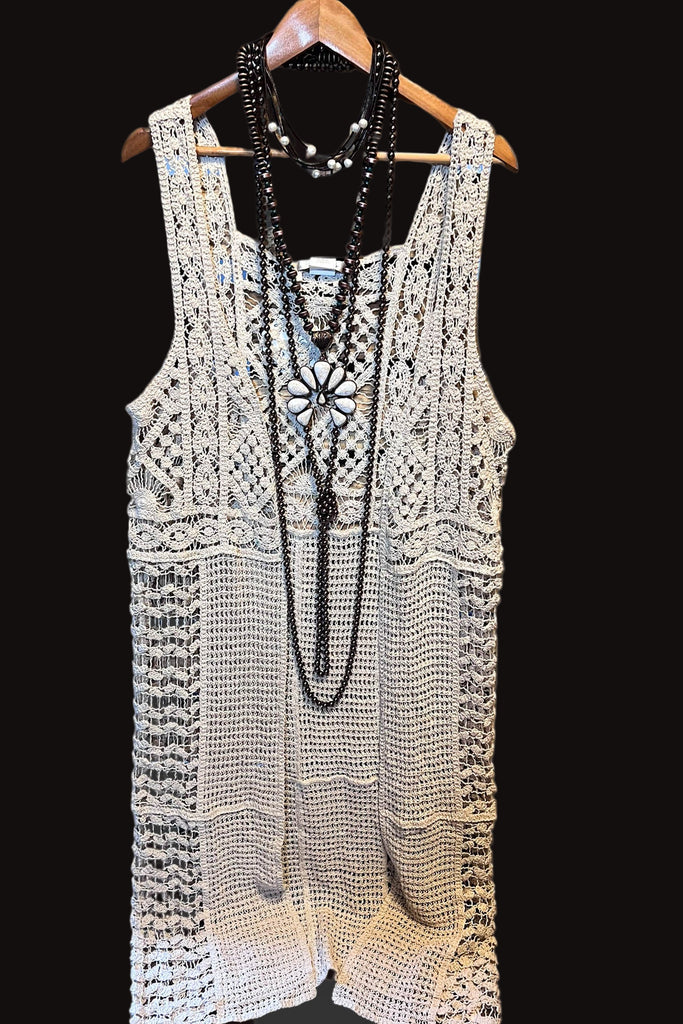 You Inspire My Heart Bohemian Crochet Vest Beige Natural