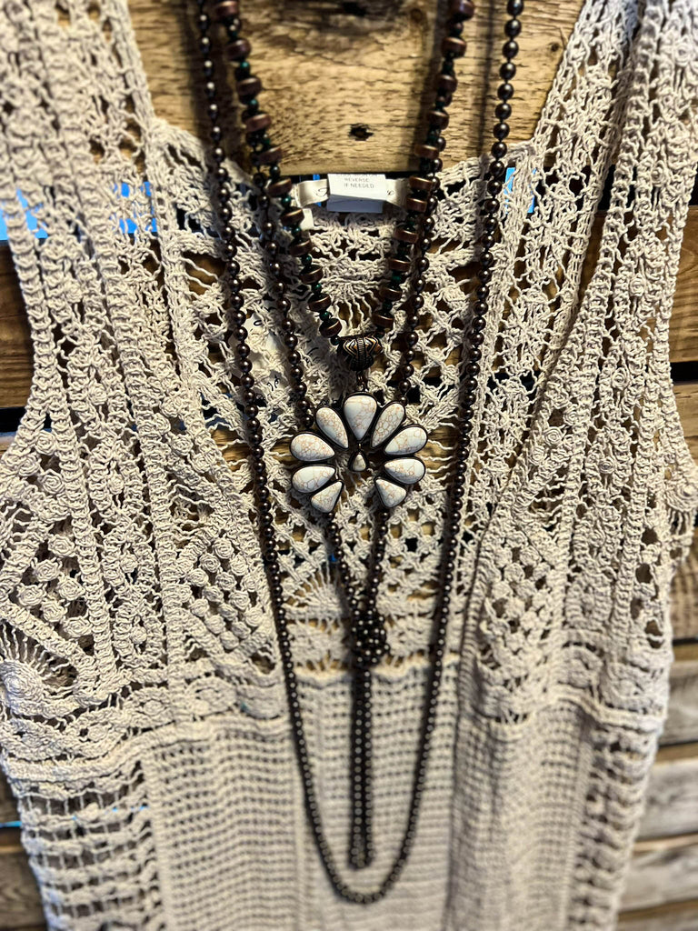 You Inspire My Heart Bohemian Crochet Vest Beige Natural