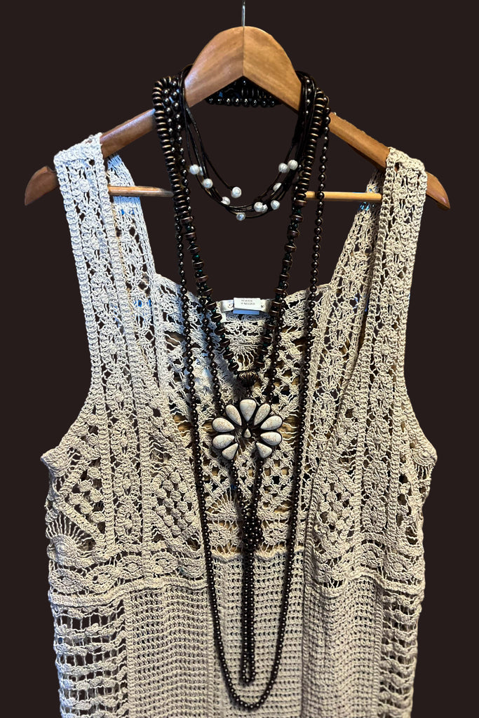 You Inspire My Heart Bohemian Crochet Vest Beige Natural