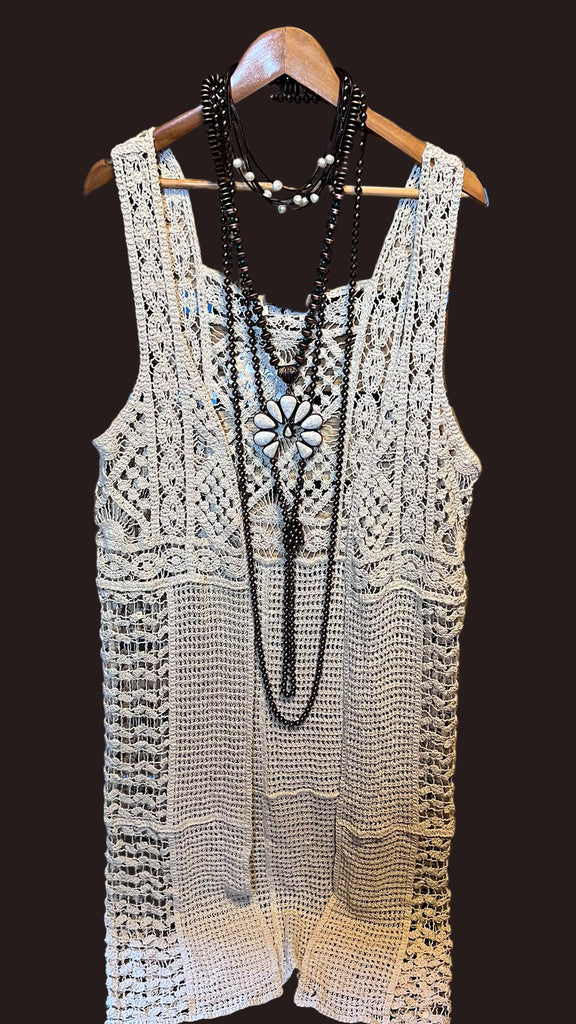 You Inspire My Heart Bohemian Crochet Vest Beige Natural