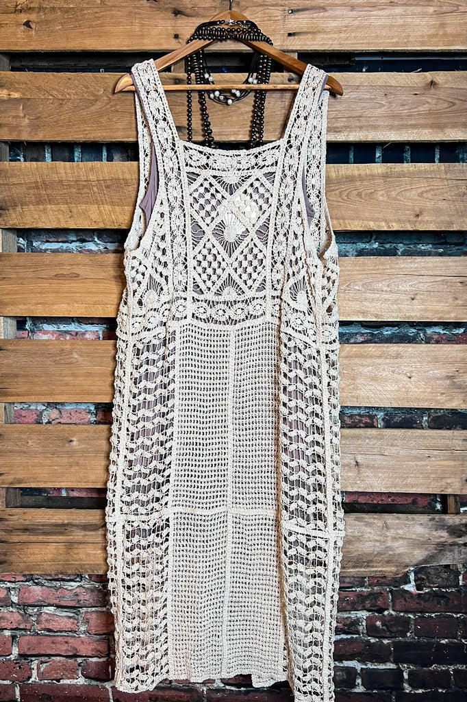You Inspire My Heart Bohemian Crochet Vest Beige Natural