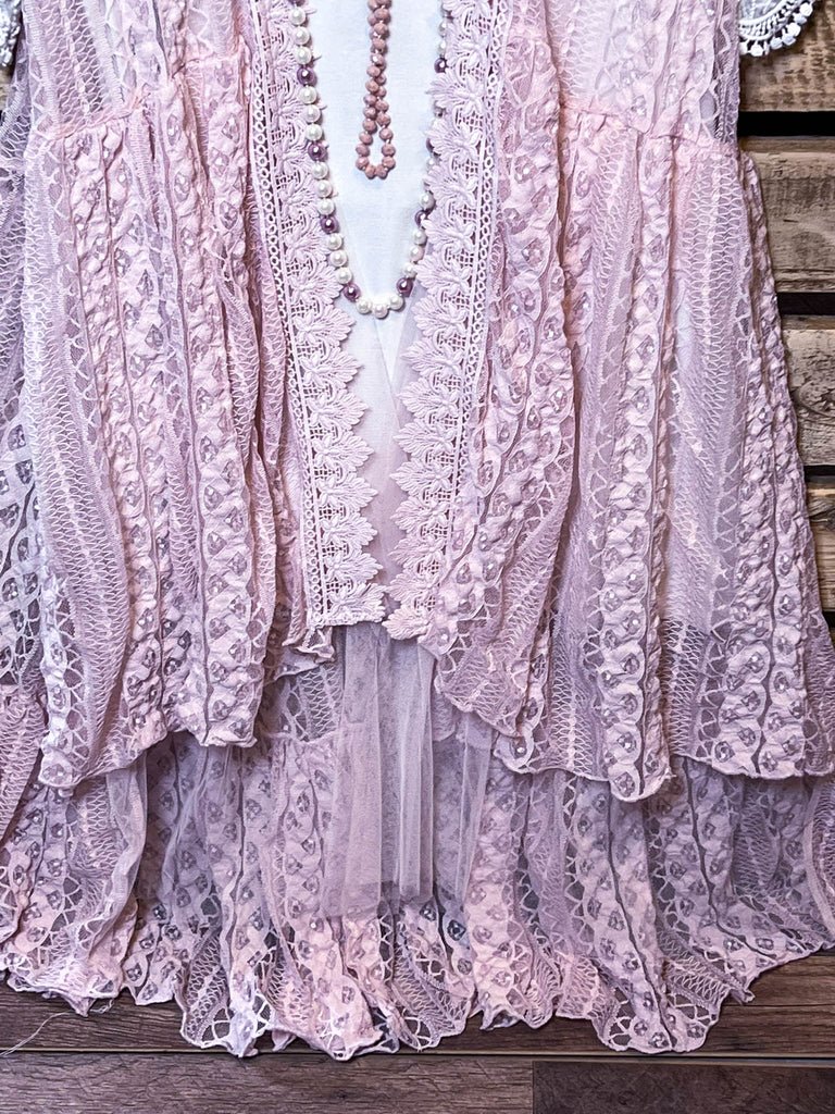 DARLING GRACEFUL WAYS TIMELESS LIGHT PINK LACE VEST