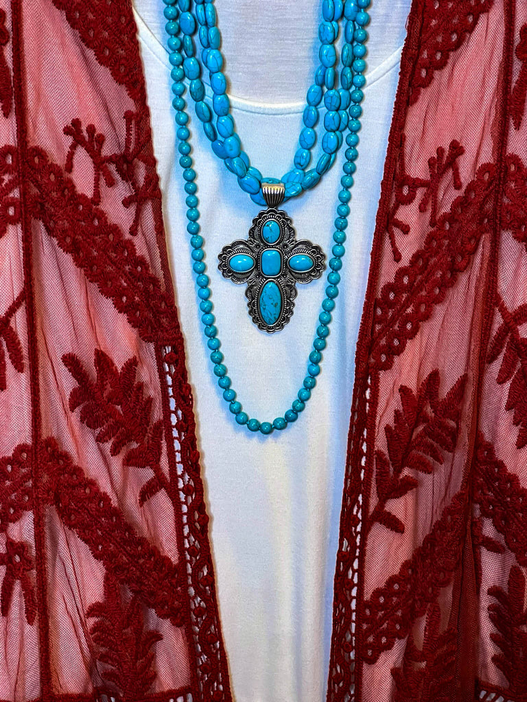 YOU'RE MY DREAM LACE RED RUST OVERSIZED DUSTER KIMONO