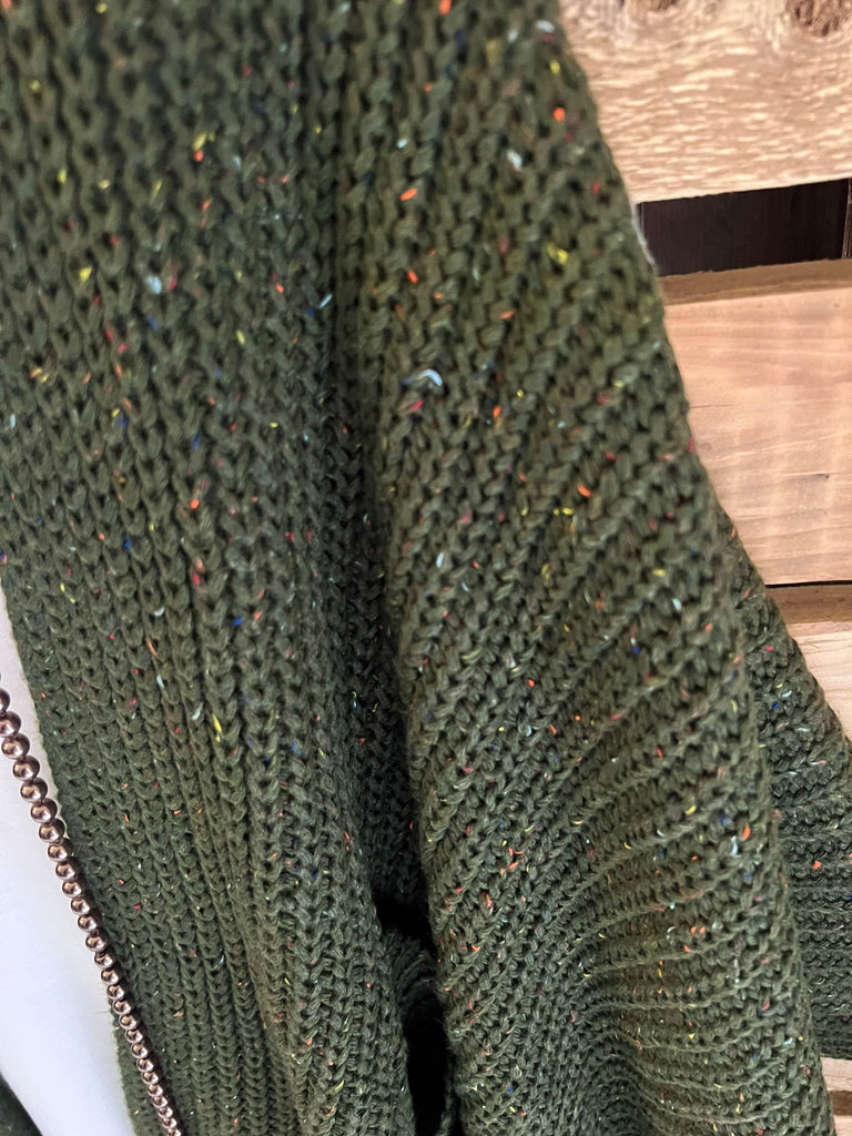 Take It Easy Oversized Cozy Chunky Pocket Ruana Cardigan in Dark Olive