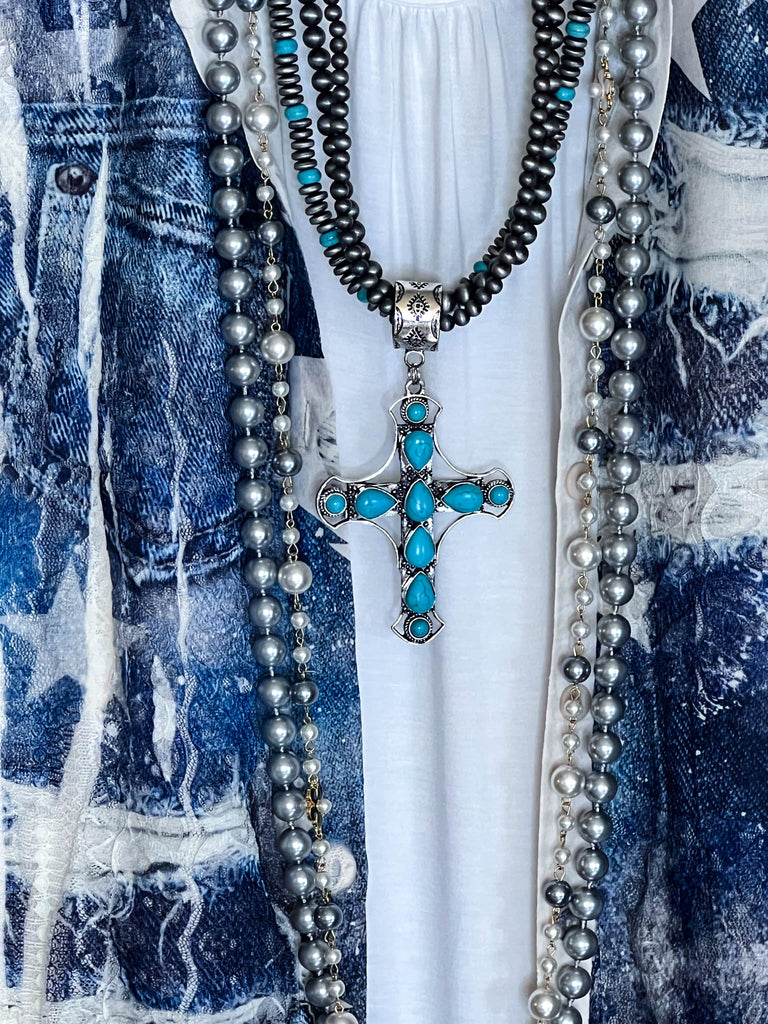 All of the Stars Fab Lace Shirt Dress Jacket In Beige & Navy Denim