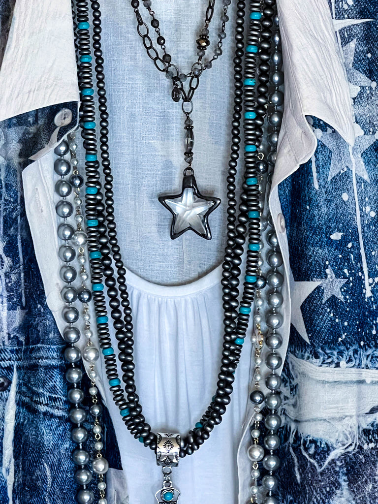 All of the Stars Fab Lace Shirt Dress Jacket In Beige & Navy Denim