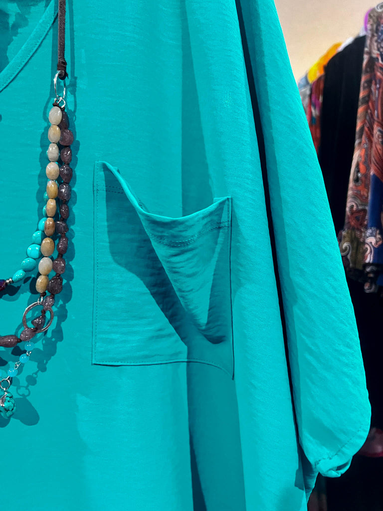 DOWNTOWN PRETTY STYLE COMFY OVERSIZED TEAL TUNIC