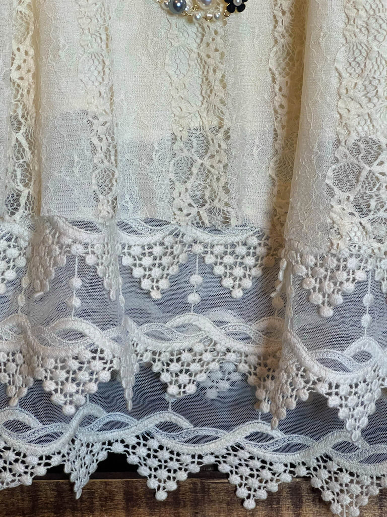 LOST IN LOVE BEIGE LACE TUNIC DRESS