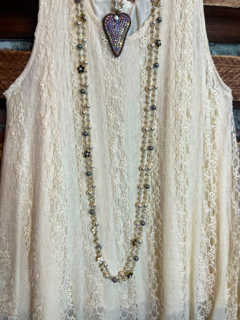 LOST IN LOVE BEIGE LACE TUNIC DRESS