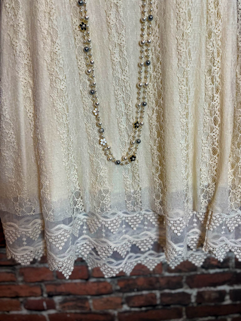 LOST IN LOVE BEIGE LACE TUNIC DRESS