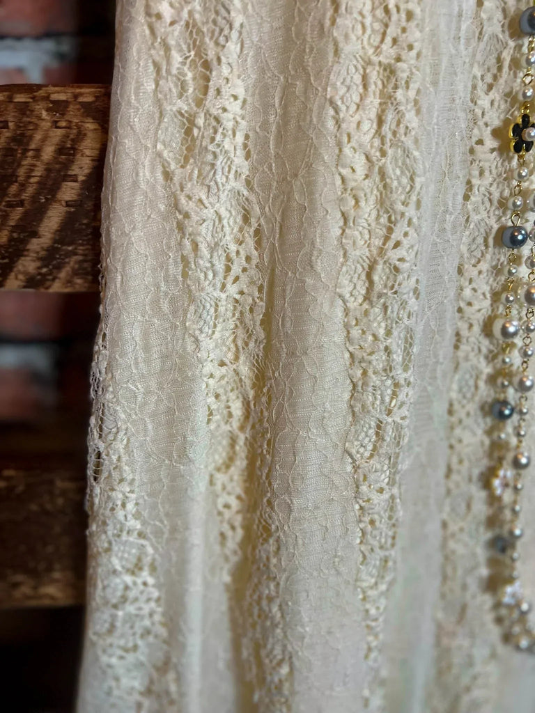 LOST IN LOVE BEIGE LACE TUNIC DRESS