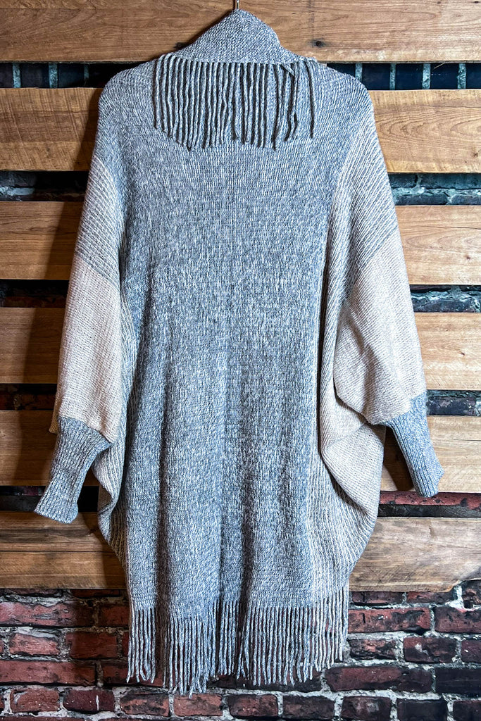 FLEUR D' CACTUS BOHO BLUE & BEIGE CARDIGAN RUANA