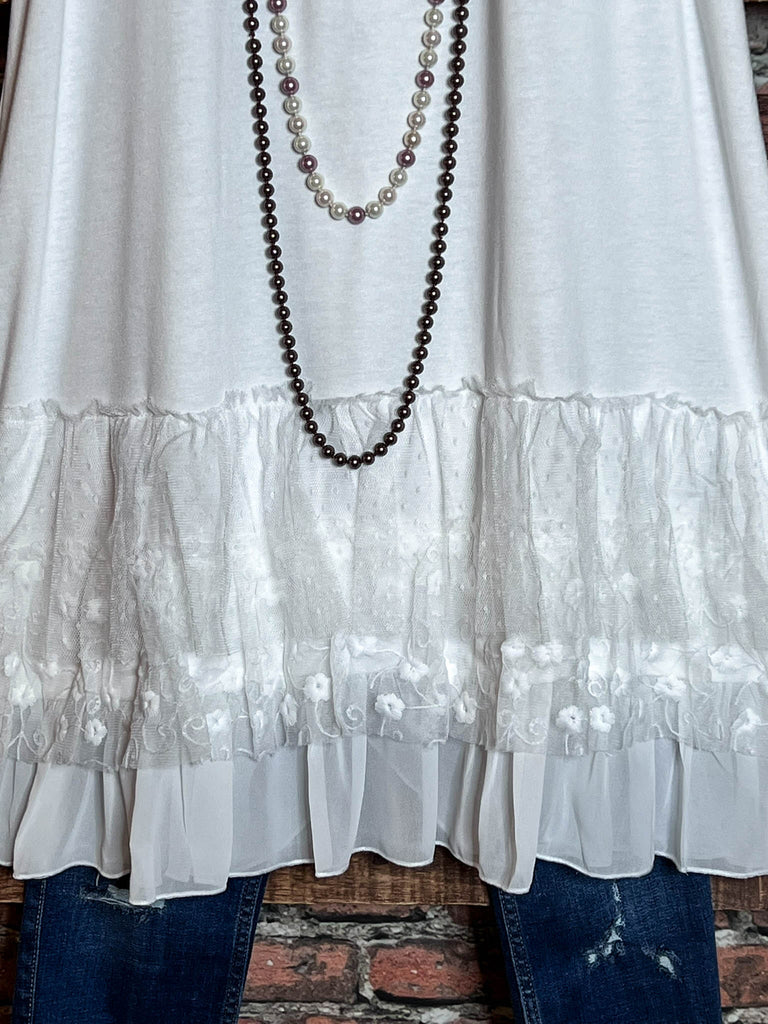 I'M ETERNALLY YOURS LACE SLIP DRESS EXTENDER WHITE