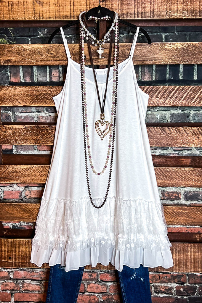 I'M ETERNALLY YOURS LACE SLIP DRESS EXTENDER WHITE