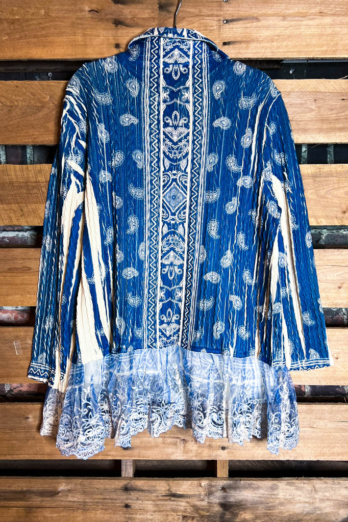 Something Good Royal Blue Paisley Embellished Jacket