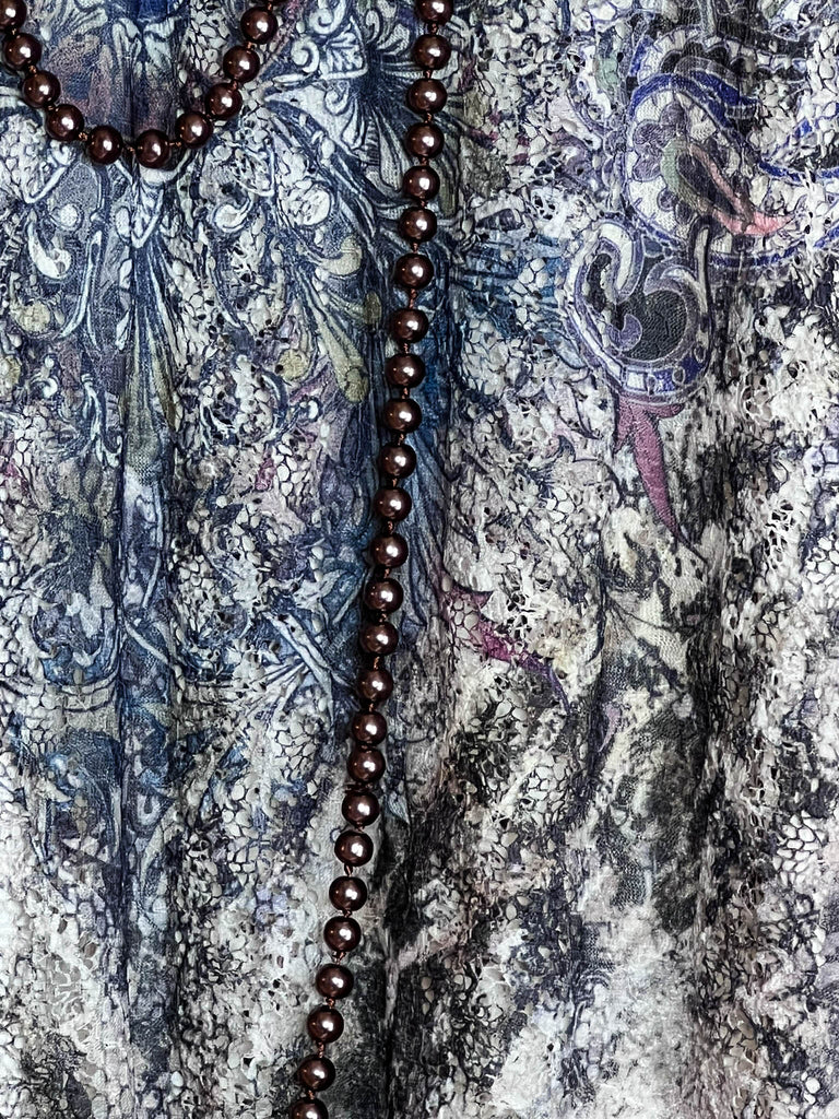 EVENING GARDEN DRESS-TUNIC IN BROWN & OLIVE MULTI-COLOR